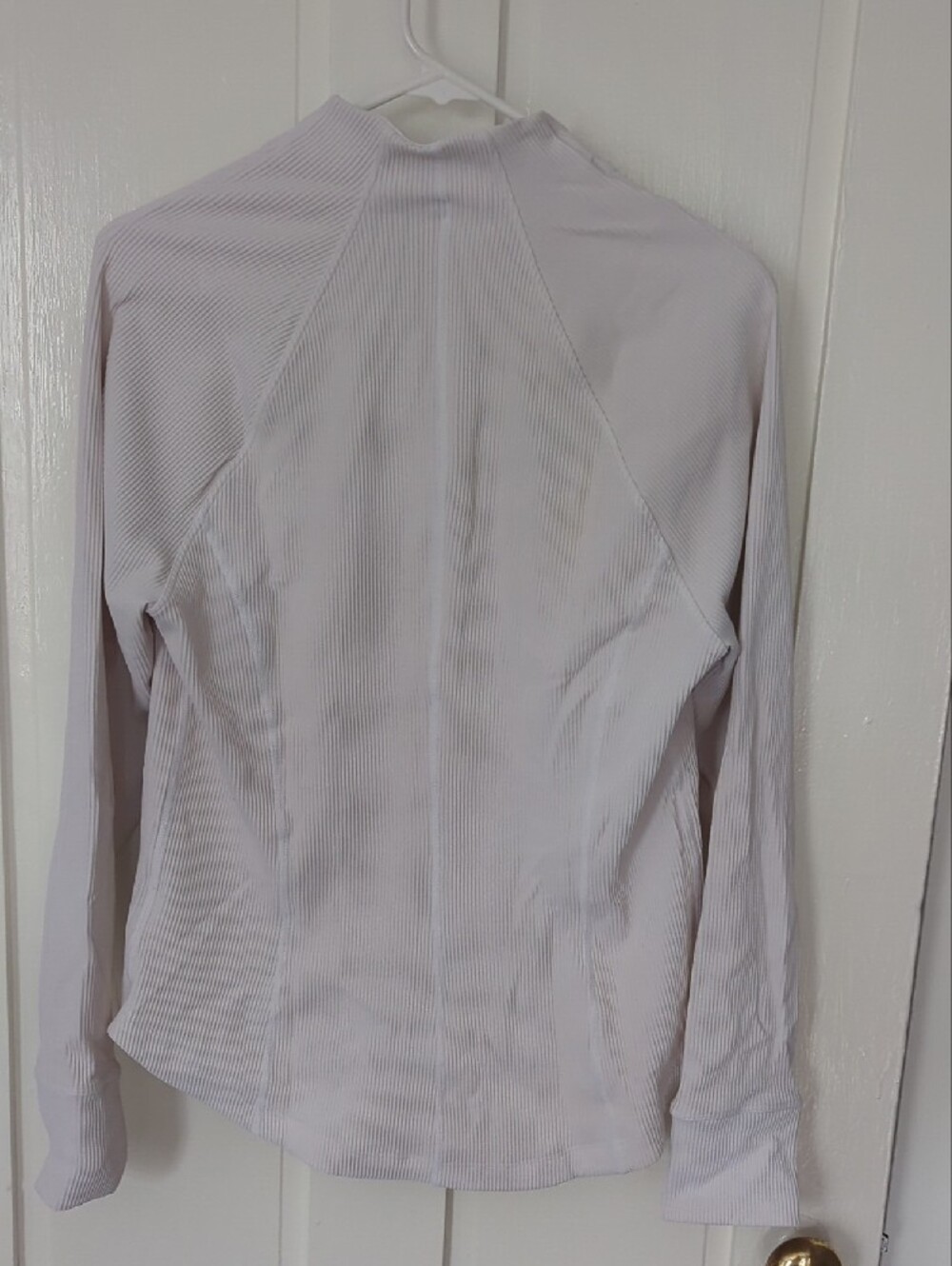Athleta White Ribbed Zip Track Jacket - Picture 3 of 3